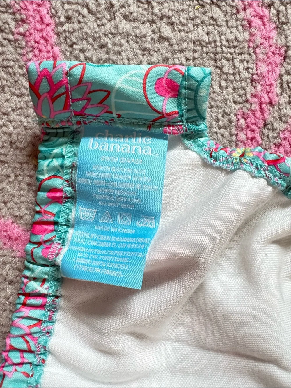 Charlie Banana Flower Print “Floriana” Swim Diaper with Snaps 16-28 lbs